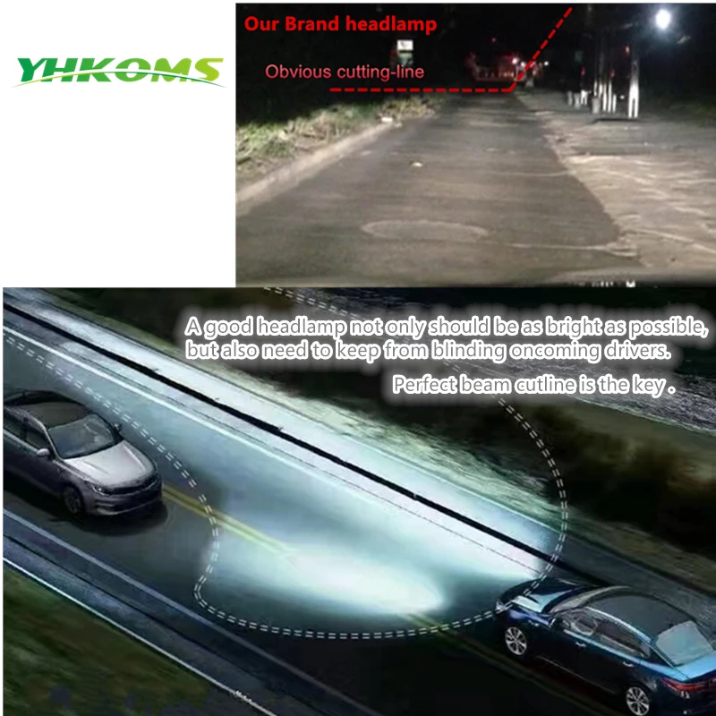 Автомобильная светодиодная лампа YHKOMS H8 H9 H11 H4 высокая и низкая фара автомобиля