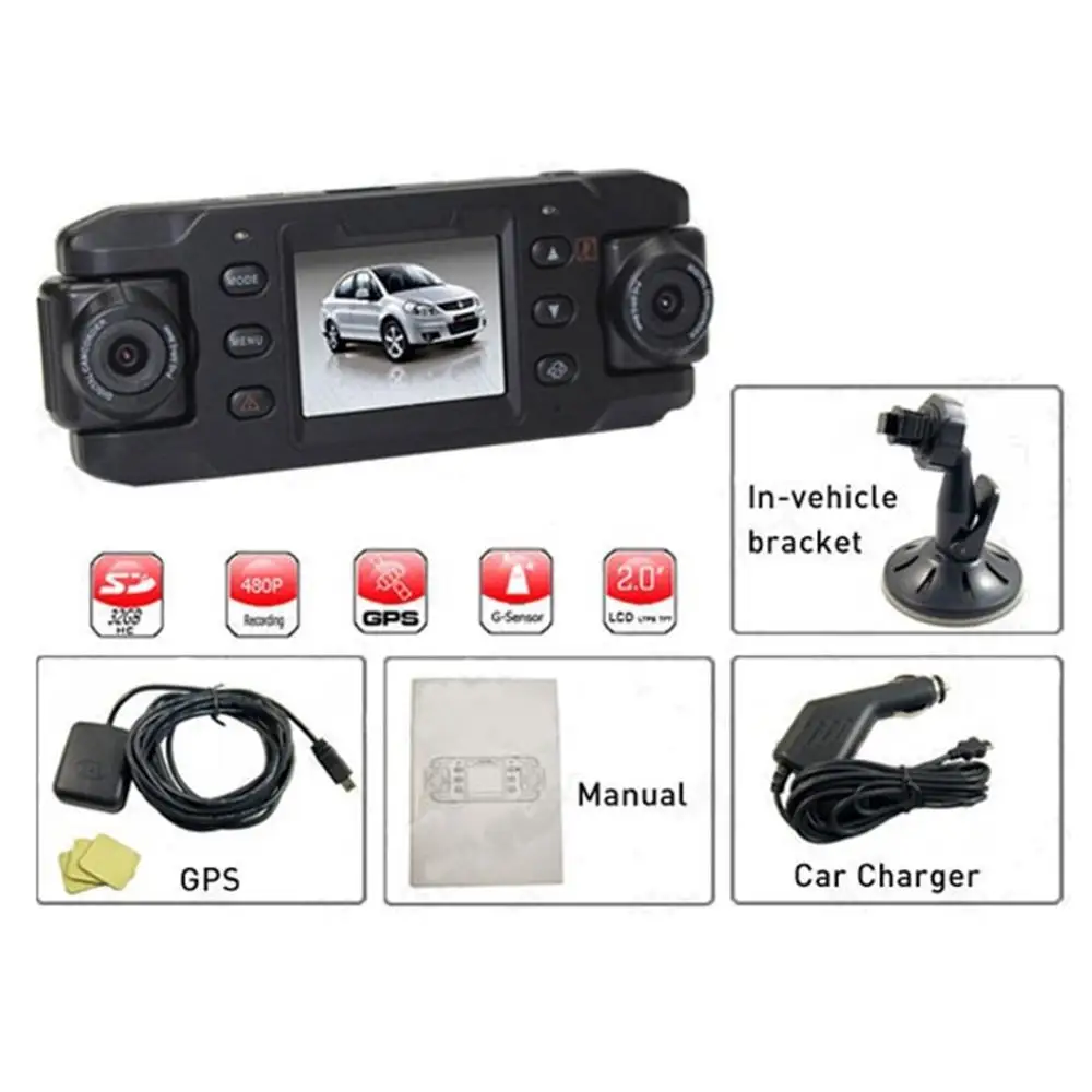 Новая Автомобильная камера X8000 с GPS Full HD 1080P G sensor двойная вращение на 180 градусов