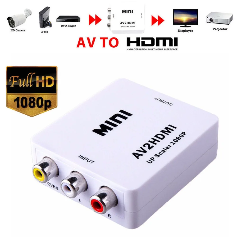 Мини AV в HDMI видео 1080p конвертер коробка AV2HDMI RCA CVBS адаптер для HDTV TV PS3 PS4 PC DVD Xbox
