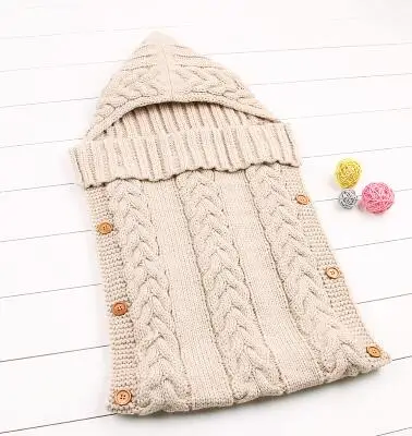82W261 Beige Детские спальные мешки, зимние теплые флисовые пеленальные одеяла для младенцев 0-6 м, белье для коляски, детский спальный мешок - Цвет: 82W261 Beige