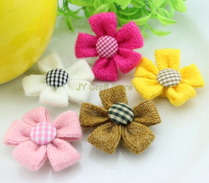 20 шт./лот шерстяной вязальный цветок с тканевым покрытием центр пуговиц для