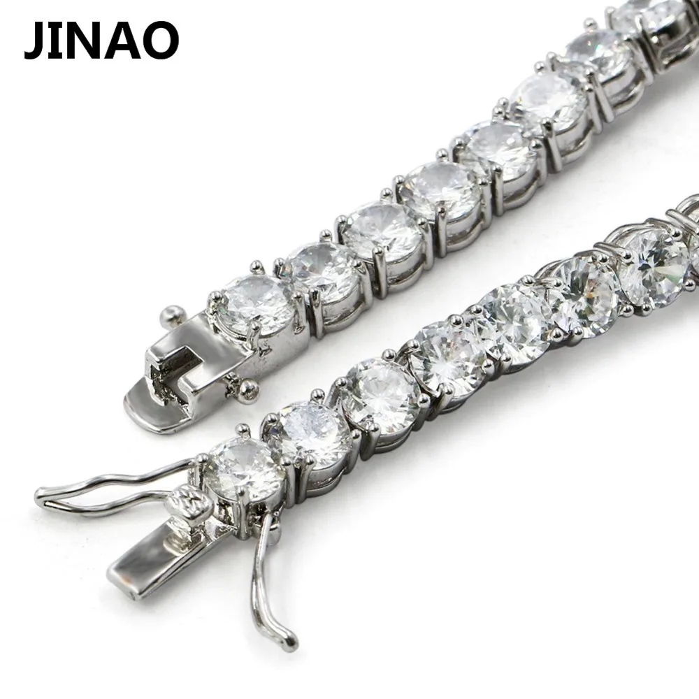 JINAO 1 ряд Золото Серебро AAA кубический цирконий проложили все Iced Out теннис Bling Lab CZ камни браслет