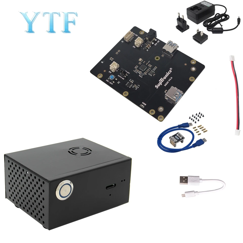 set Raspberry Pi 3B, 2B, 3B+ X820 V3.0 uitbreidingskaart ondersteunt 4 ТБ 2,5-жесткий диск SATA USB 3,0 Voor - Цвет: set