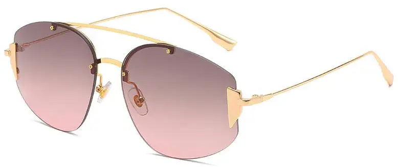 C4 gold gray pink Модный бренд, новые солнцезащитные очки для девушек, роскошные брендовые дизайнерские женские очки для вождения, летние пляжные солнцезащитные очки без оправы - Цвет линз: C4 gold gray pink