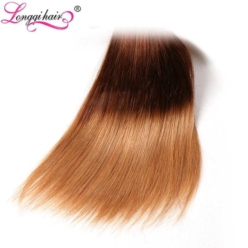 Longqi hair Ombre бразильские прямые пучки волос плетение T1B/4/27 три тона Цвет