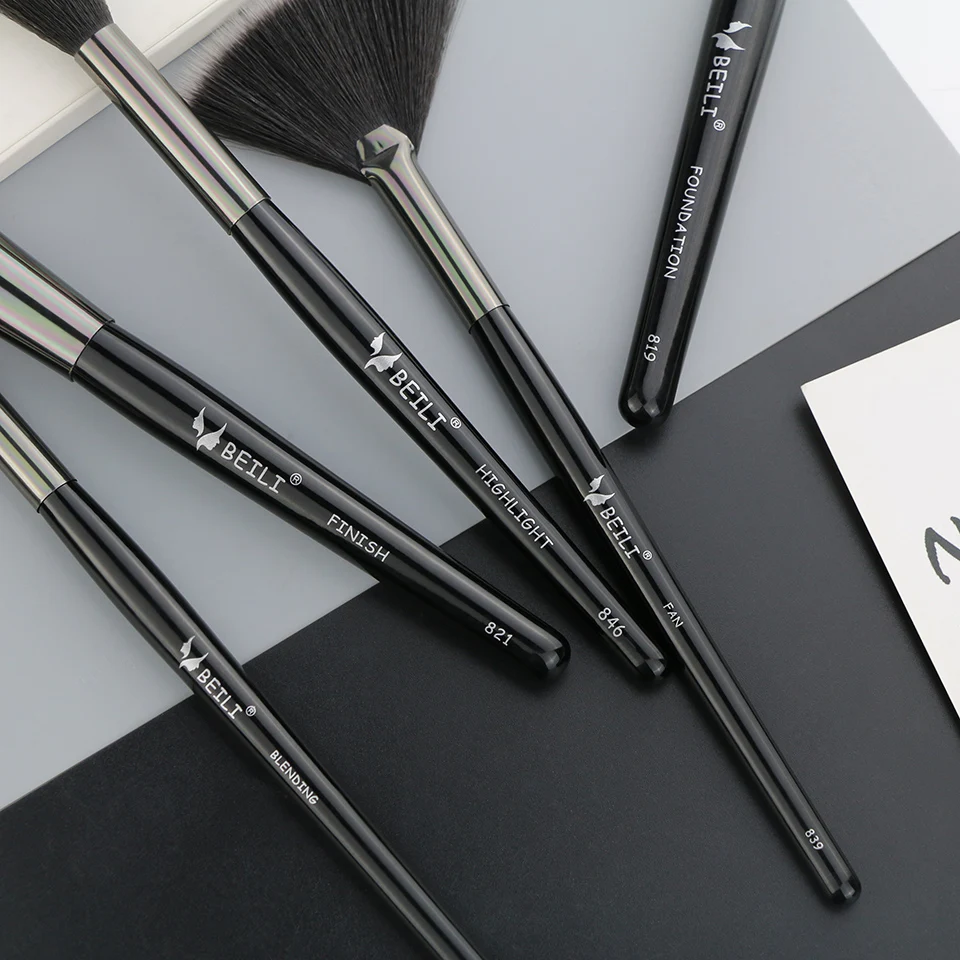 Набор кистей для макияжа BEILI Black 40 профессиональных Мягкая натуральная щетина