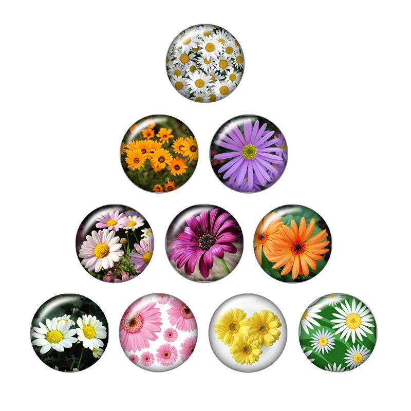 Красочные разноцветные цветы розы узор 10 шт. Смешанные Круглые Стеклянные