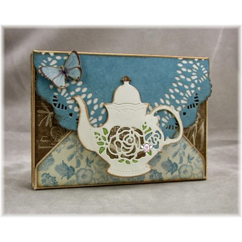Mmao Crafts Metal Steel Cutting Dies New Flower teapot decoration Stencil For DIY Scrapbooking Paper/photo Cards Embossing | Дом и сад
