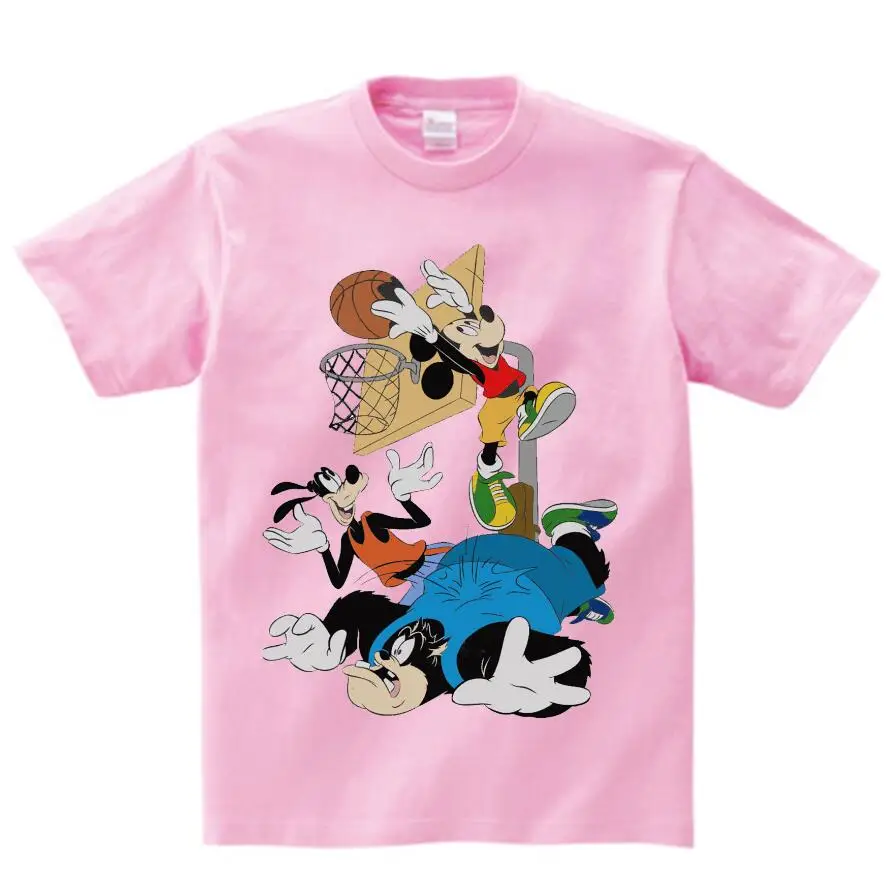 pink childreT-shirt Детские футболки с изображением Микки Мауса футболка с короткими рукавами с изображением мышки футболка для маленьких мальчиков и девочек с Дональдом летняя футболка с круглым вырезом От 2 до 15 лет N - Цвет: pink childreT-shirt