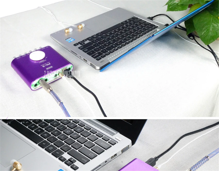 1 шт PK-3 Внешняя USB звуковая карта 2,1 канальный аудио адаптер с гарнитурой микрофон для ПК настольный ноутбук выходная мощность 800 МВт фиолетовый