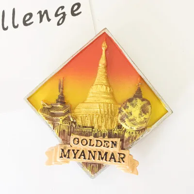 Myanmar Мир Путешествия Холодильник Магнит Путешествия Сувенир Холодильник стикер украшения 3D магнитная пряжка Малайзия Великобритания Таиланд Париж - Цвет: Myanmar