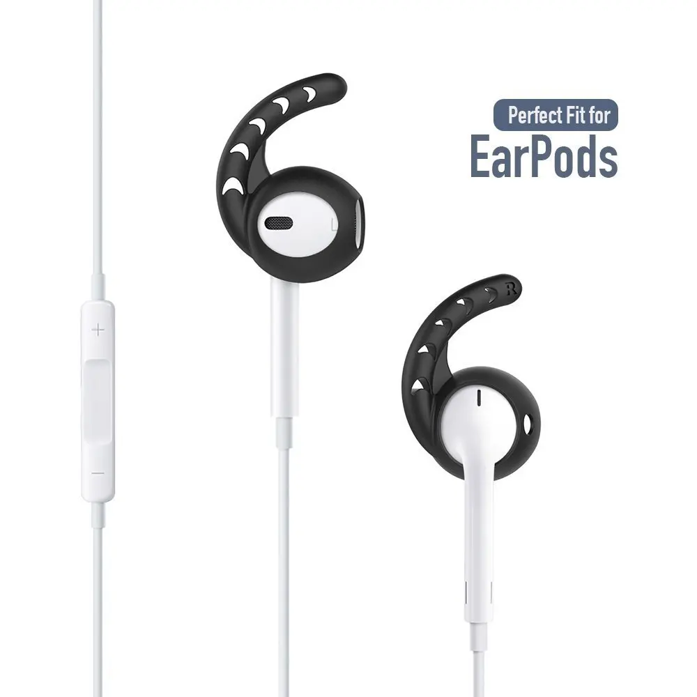 Duszake Замена Мягкие силиконовые Нескользящие ушные крючки для AirPods 2 наконечники для наушников наушники силиконовый чехол 3 пары черный