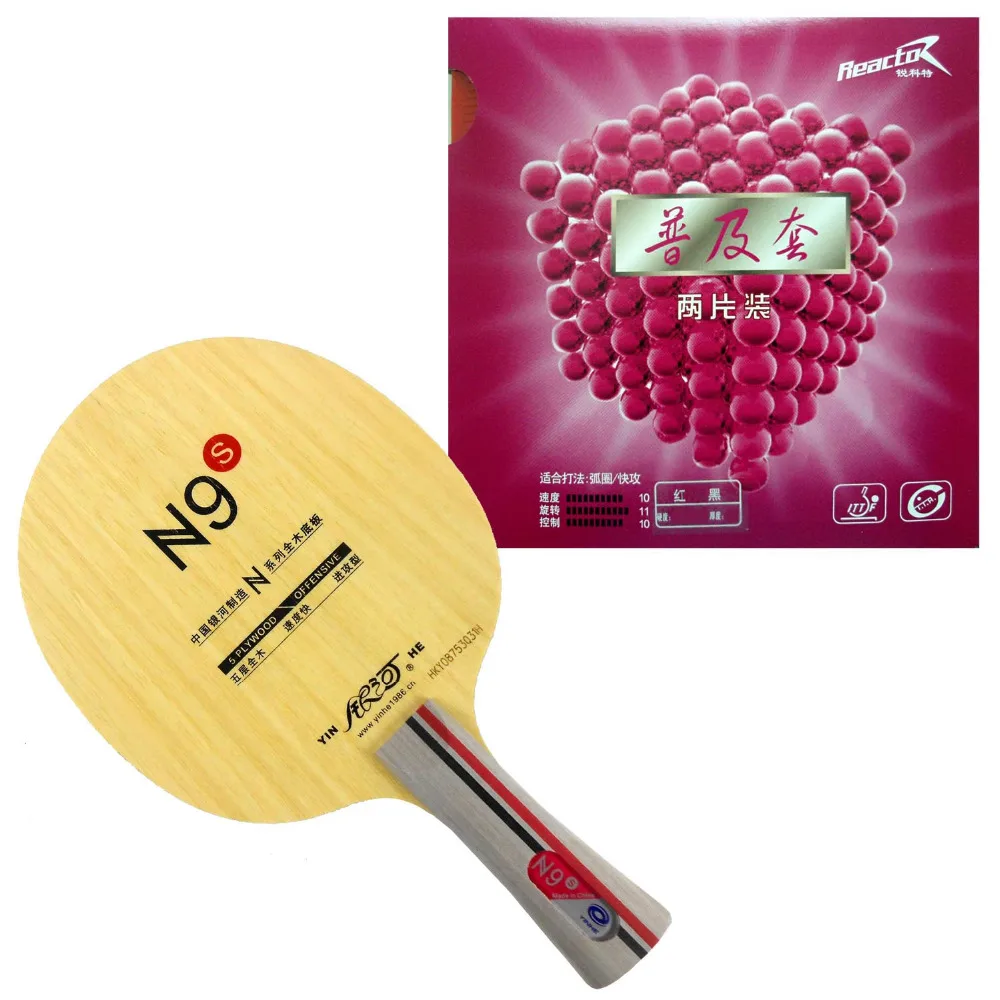 

Pro Table Tennis PingPong Combo Racket Yinhe N9s with 2 Pcs Reactor Corbor Shakehand Shakehand long handle FL