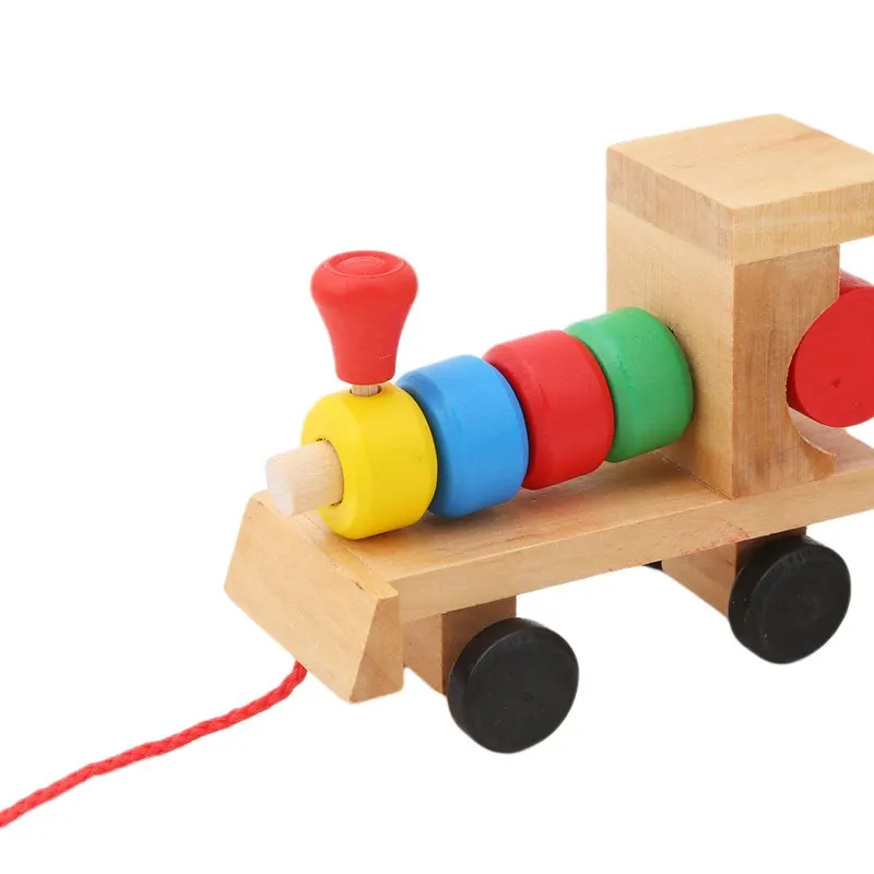 Горячая продажа Детские развивающие игрушки деревянный поезд грузовик набор