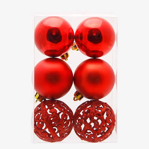 Red 6 шт./лот, 6 см/2,4 дюймов, Рождественское украшение, цветные полые шары, украшения, шар для украшения дома, украшение для бара и вечеринки - Цвет: Red
