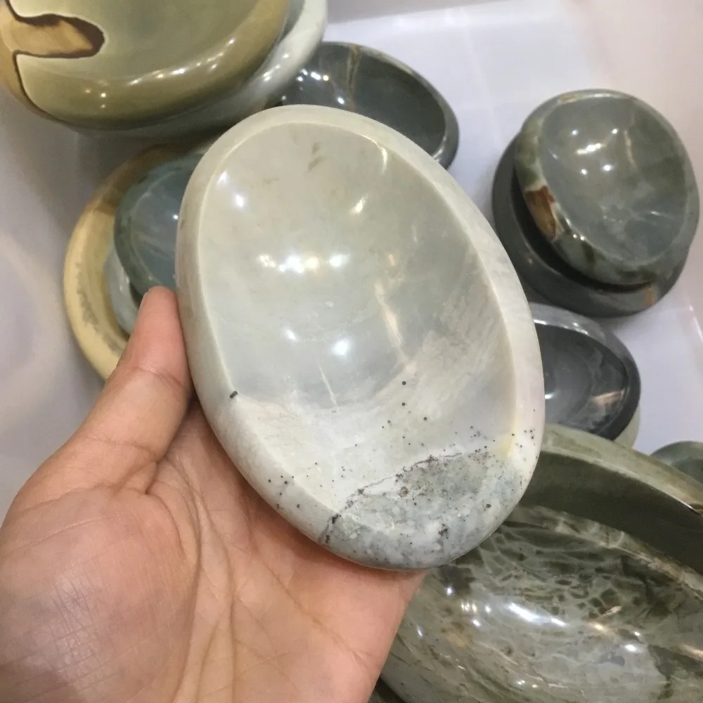 1 pc 350-450g Natural Ocean jasper Ashtray Ornament oval Polychrome Stone for home decoration | Дом и сад