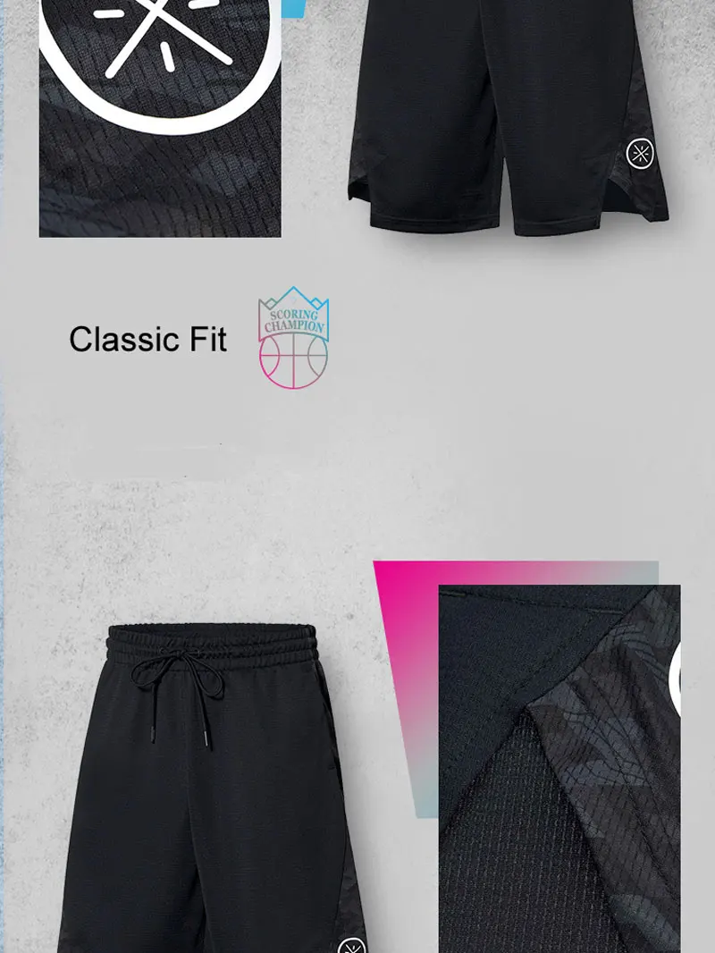 Li-Ning мужские баскетбольные шорты из полиэстера с дышащей подкладкой, спортивные шорты AAPP265 MKD1653