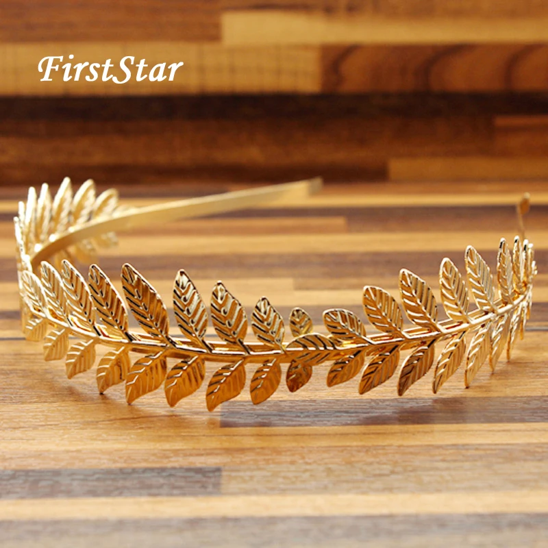Металлическая головная повязка FirstStar в стиле барокко с золотыми листьями