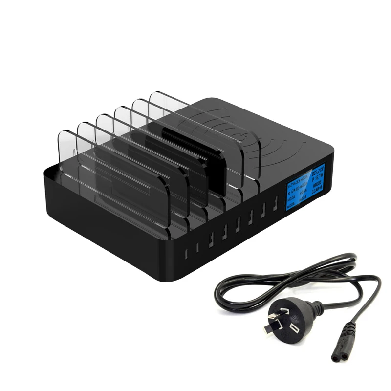 STOD Smart USB зарядное устройство Qi Беспроводная зарядка 50 Вт ЖК-дисплей Настольный держатель для iPhone X Samsung Huawei Mi 9 адаптер переменного тока - Тип штекера: Австралия (AU)