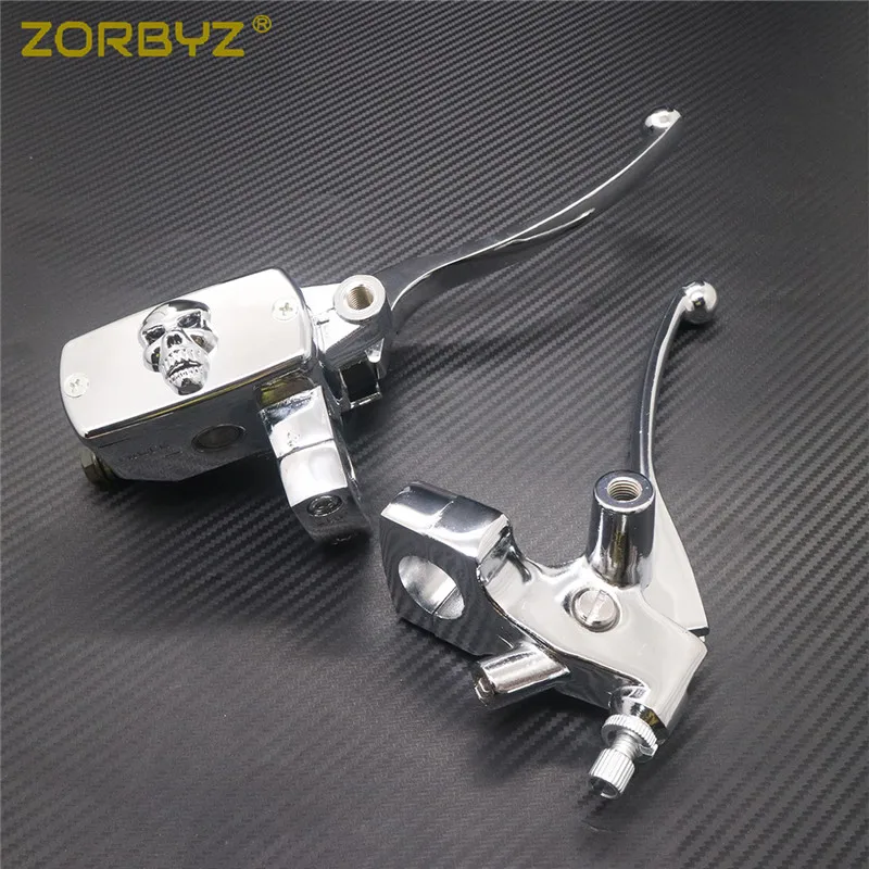 Skull Levers ZORBYZ универсальный мотоцикл 25 мм органы управления рулем резервуар 14 мм тормозной Рычаги Сцепления - Цвет: Skull Levers