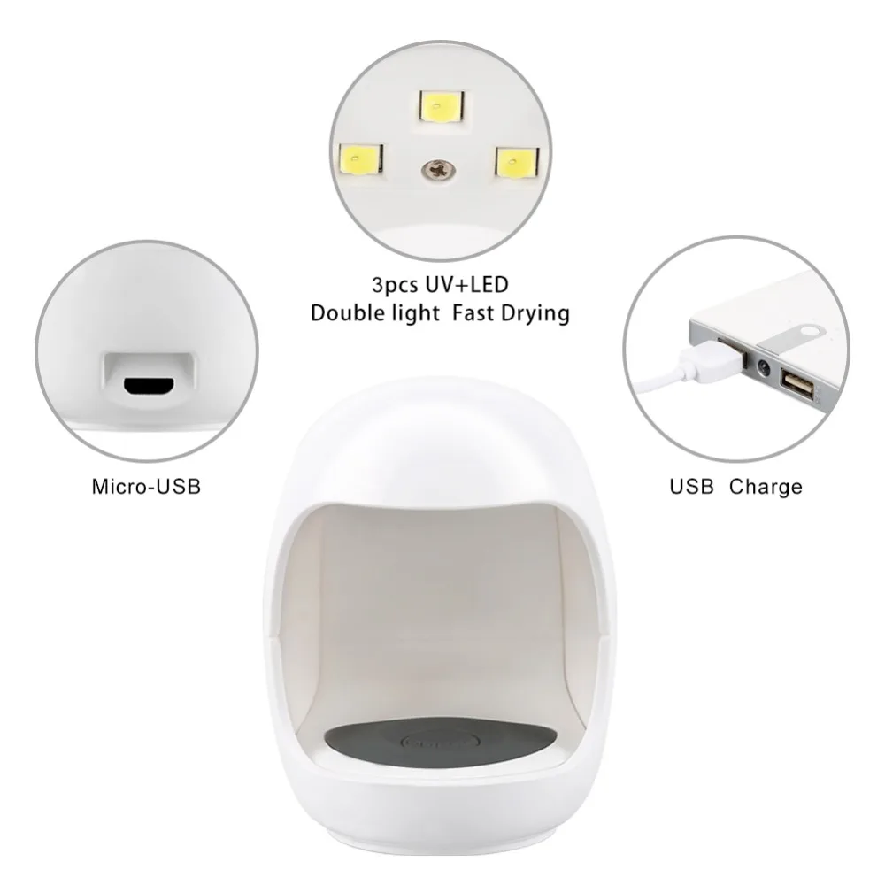 Новые 3 Вт УФ светодиодная лампа для сушки ногтей Micro USB гели маникюр машинка