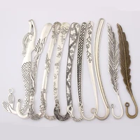 5pcs large antique carved flowermermaidfeather leaf bookmarks pendants diy jewelry accessories
