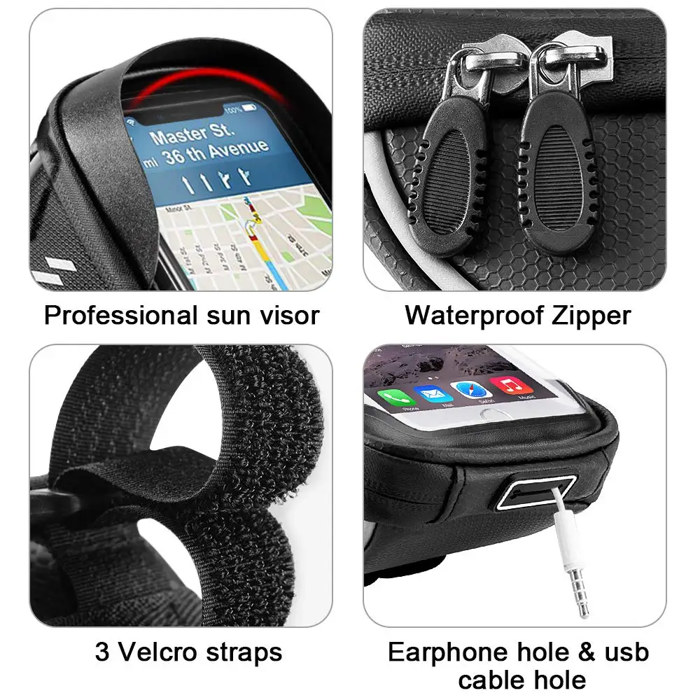 bike bicycle phone mount bag waterproof front frame top tube handlebar bag touch screen 6 0 inch mtb road bicycle phone holder free global shipping