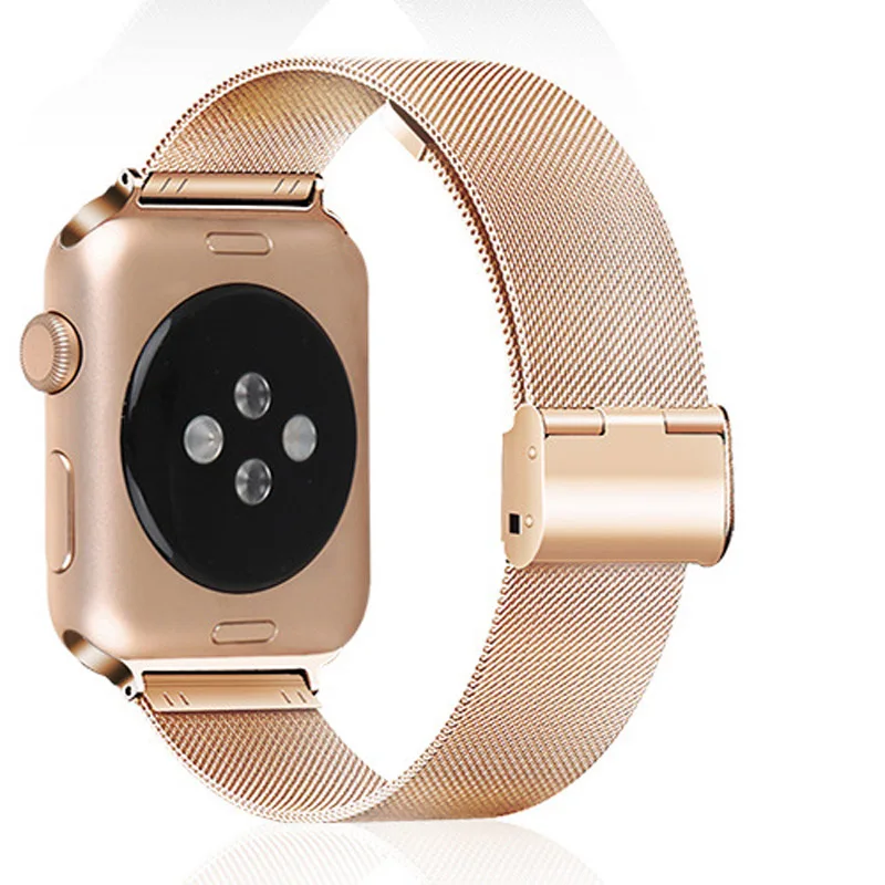 Розовый Модные Миланский Браслет Наручных часов Apple Watch, версии 44 мм iWatch полосы 38 мм металлический ткань ремешок для наручных часов iWatch серии 1/2/3/4 iphone watch Band - Цвет ремешка: Розовый