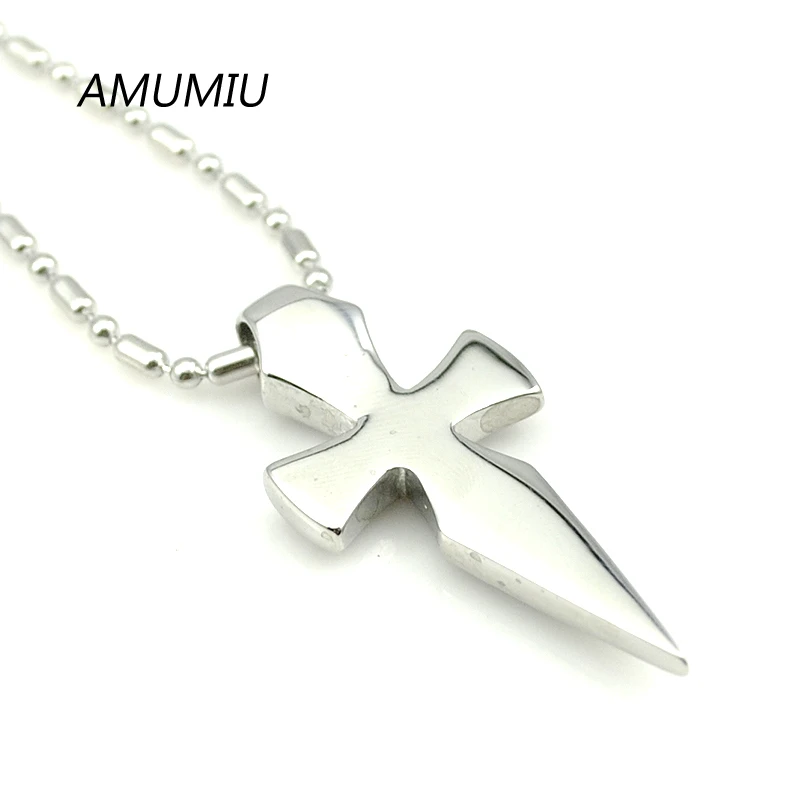 Мужские Подвески AMUMIU в стиле хип хоп из нержавеющей стали Thunder Crucifix Cross трендовая