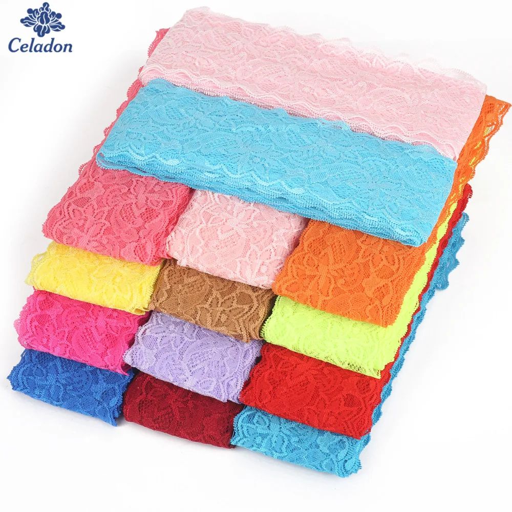 5 Yards/lot 18 Colors Elastic Lace Ribbon Trim Fabric 8cm width For DIY Garment Accessories Sewing Wedding Decoration | Дом и сад