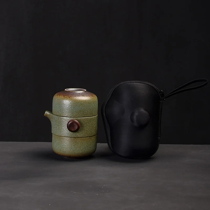 TANGPIN Японский керамический заварочный чайник gaiwan чайные чашки ручной работы портативный путешествия Офис чайный сервиз - Цвет: Зеленый