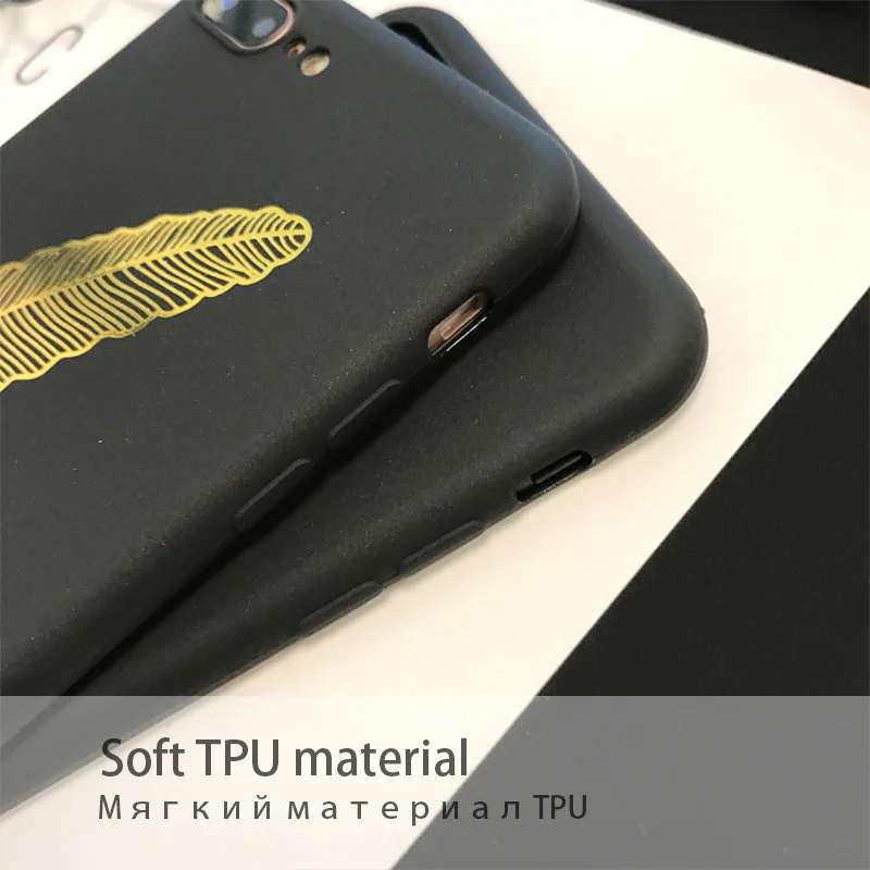 Luoyy fenjj матовый чехол с перьями для iPhone 6 6s Plus задняя крышка мягкий силиконовый из