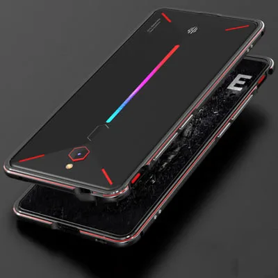 Роскошный бренд Алюминиевый металлический бампер 6,0 ''для Nubia Red Magic Red Devil металлические чехлы крышка Колонка Форма рамка NX609J - Цвет: black and red