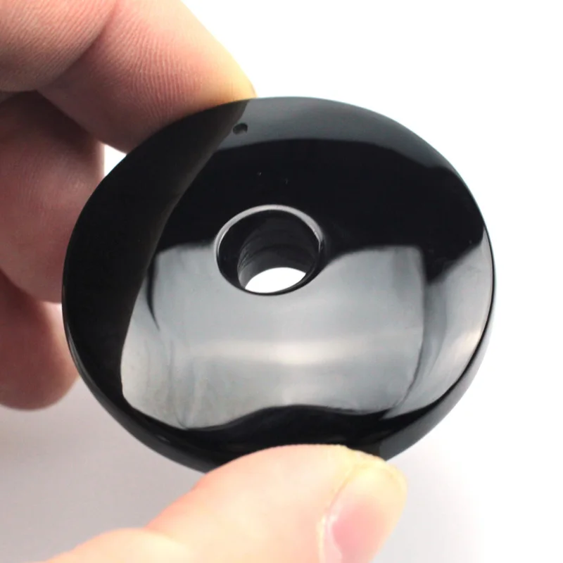 Женская подвеска пончик для подарка обсидиановое ожерелье|stone pendant|obsidian pendantnatural