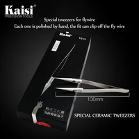 kaisi high class stainless steel precision ceramics head tip straight tweezers for mobile phone repair tool