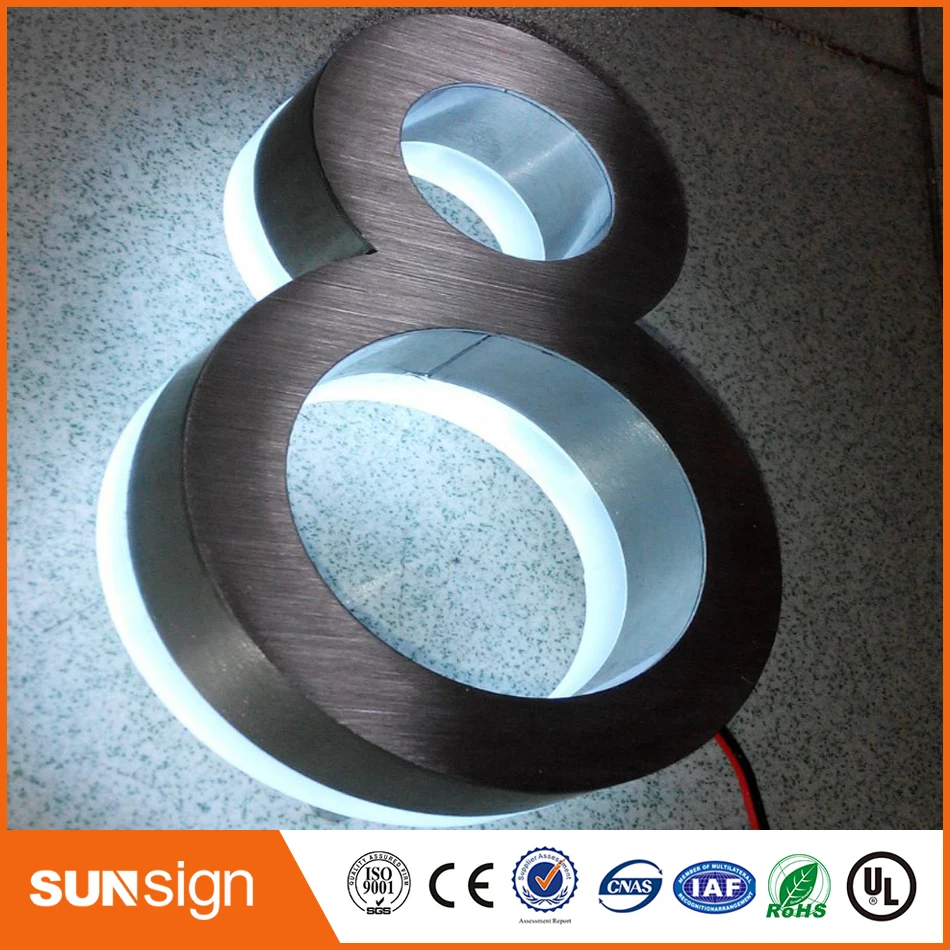 H 30 см оптовая продажа светодиодная подсветка из нержавеющей стали с номером