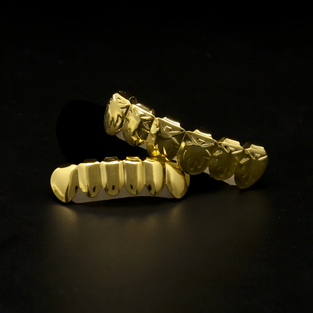 Gold Color Hip Hop High Quality Rapper Bling Teeth Grill Top &amp Bottom Set With Free Molding Bars Body Jewelry Dental Grills | Украшения