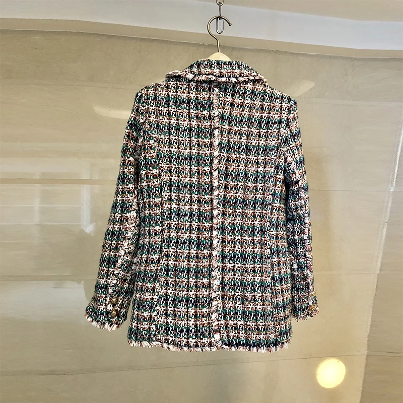NIWIY брендовый элегантный твидовый пиджак с кисточками Abrigos Mujer Invierno осенне-зимний клетчатый блейзер с длинным рукавом Casacos N9379