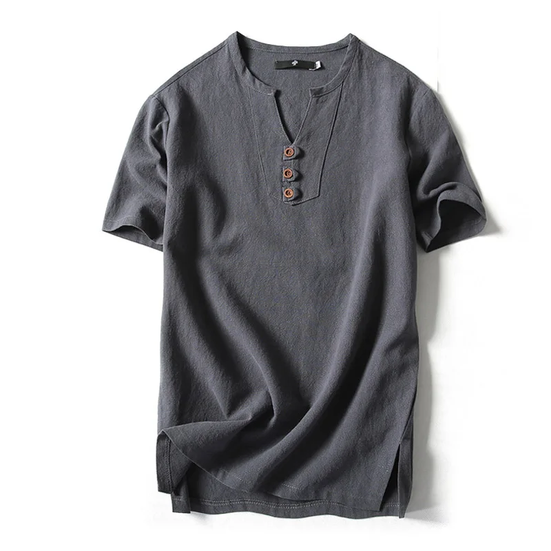 

Euroepan Style Summer Casual Mens Grey White Black Short Sleeve Linen T Shirt , Male Man Shirts , 4xl 5XL Tshirts For Men