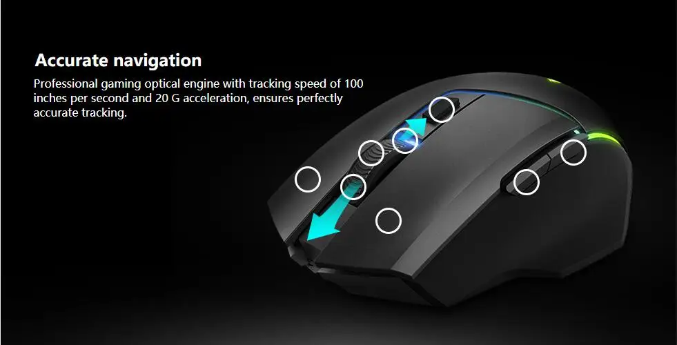 Rapoo V320 2,4G Беспроводная игровая мышь 5000 dpi 8 кнопок RGB Освещение для PUBG CSGO