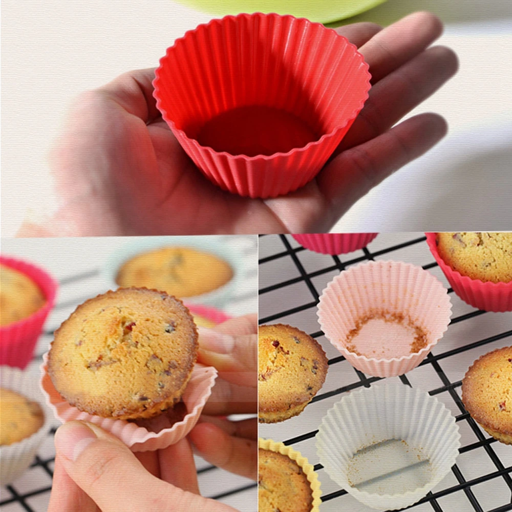 6 шт./компл. круглая форма для Маффин кекса красочные силиконовые муфельные ящики