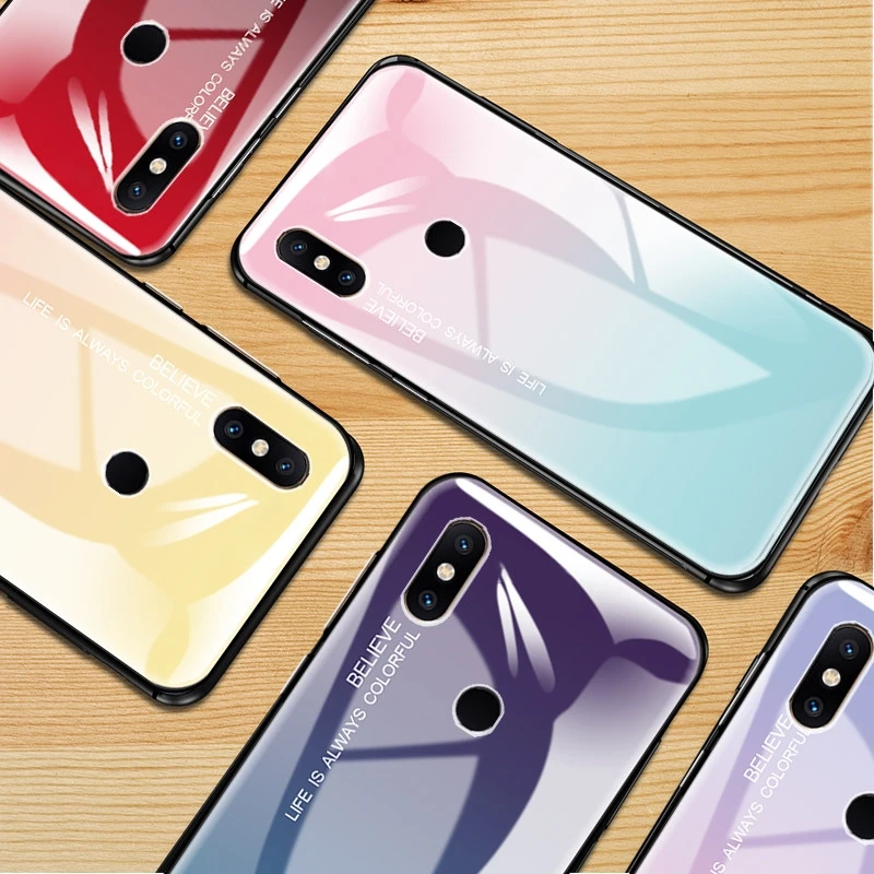 Чехол из закаленного стекла для Xiaomi Redmi Note 6 5 Pro 4 4x чехол 6A S2 градиентный Plus Mi A2 lite