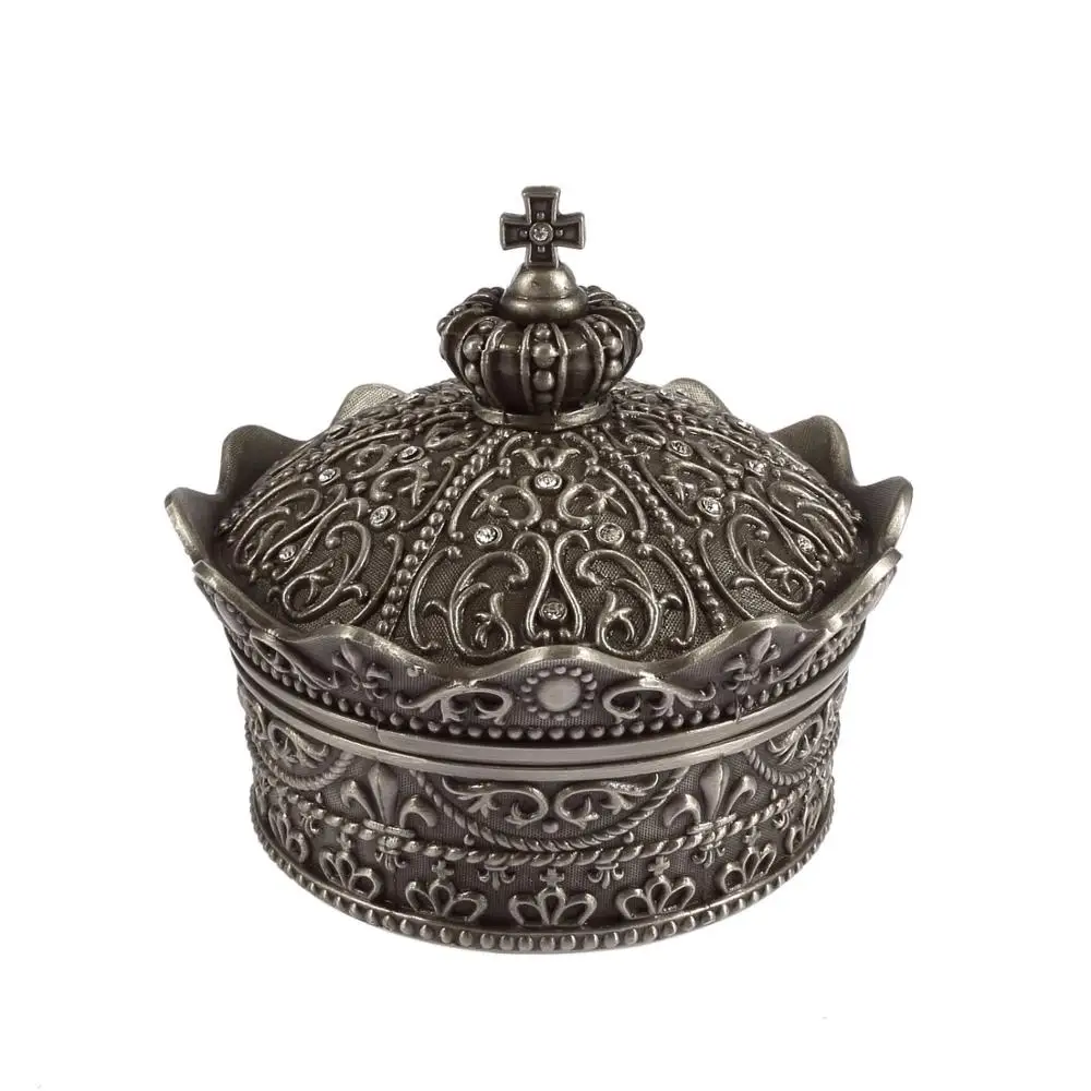 

Creative European vintage metal crown jewelry storage box exquisite lovely princess wedding birthday gift box