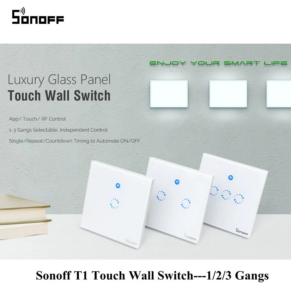 Интеллектуальный выключатель света Sonoff T1 Smart WiFi RF/приложение/сенсорный