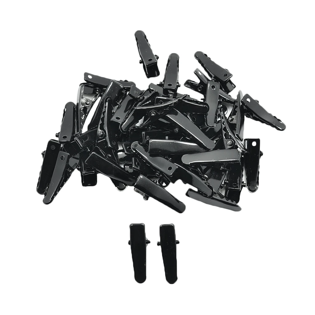 50pcs Mini Black Metal Single Prong Hair Clips Alligator Barrette Findings DIY Women Baby Accessories Kids Bows | Украшения и