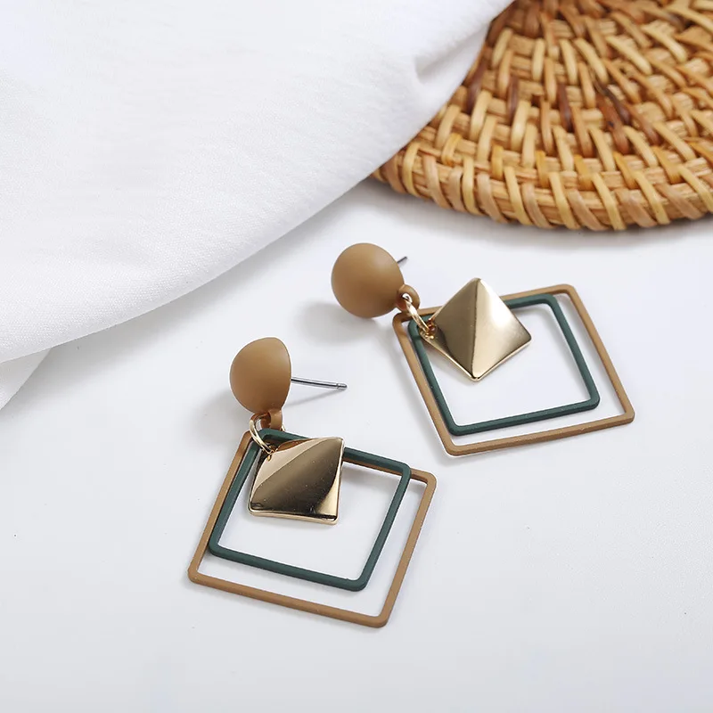 Temperament Long Matte Pendant Earrings Korean Fashion Jewelry Wild Sequins Geometric Earring Female Elegant Statement | Украшения и