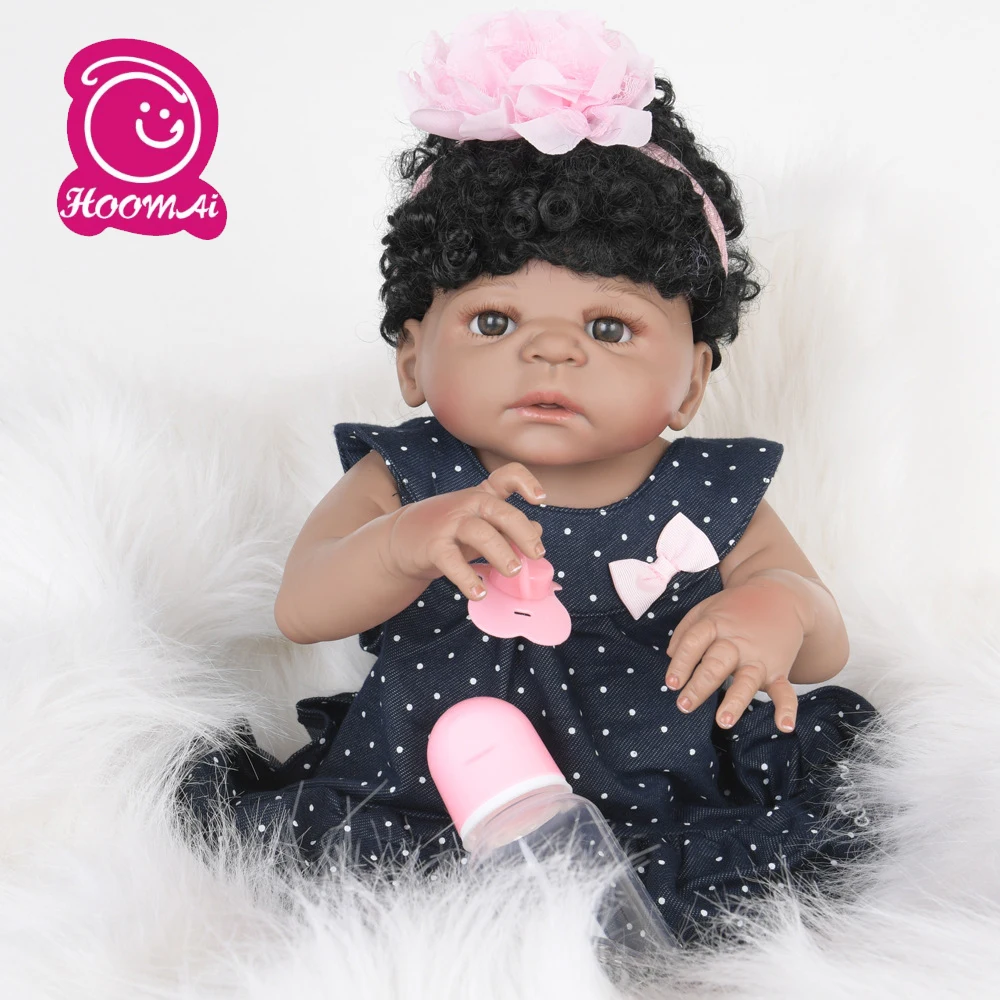 55 см полный корпус силиконовый пупсик реалистичный гиперреалистичный Bebe черный
