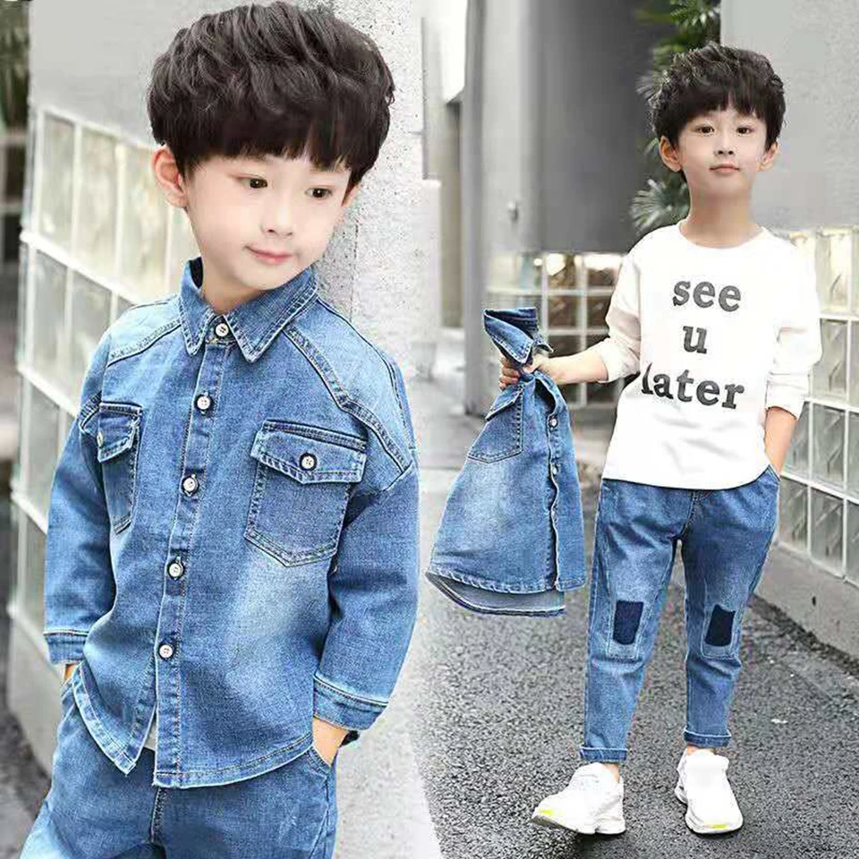 Children Clothing Sets New Autumn Boys Clothes 2Pcs Denim Jackets Coat +Pants Outfit Kids Suit For 4 5 6 7 8 9 10 11 12 |