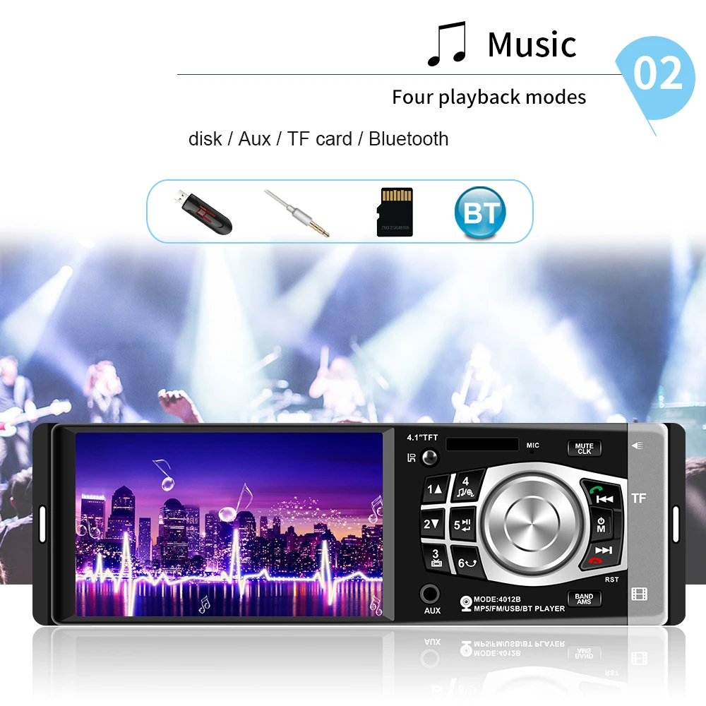 1 Din автомобильное радио Bluetooth 4,1 дюймов HD цифровой экран fm-плеер SD USB зарядное устройство камера заднего вида дистанционное управление аудио автомобиля
