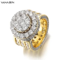 vanaxin top quality punk wide ring for man cubic zirconia engagement rings mens rapper ring hip hop jewelry